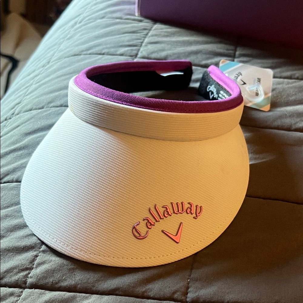 Women’s Callaway White Visor with Purple Trim